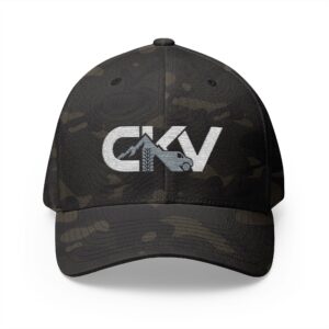 camo embroidered ckv logo cap — flextfit baseball hat